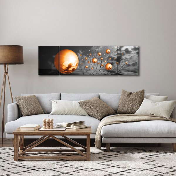 Obraz oražových abstraktních koulí (170x50 cm)