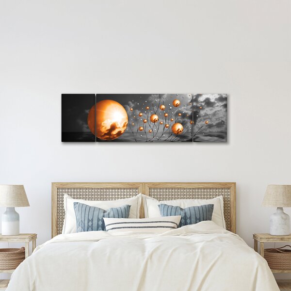Obraz oražových abstraktních koulí (170x50 cm)