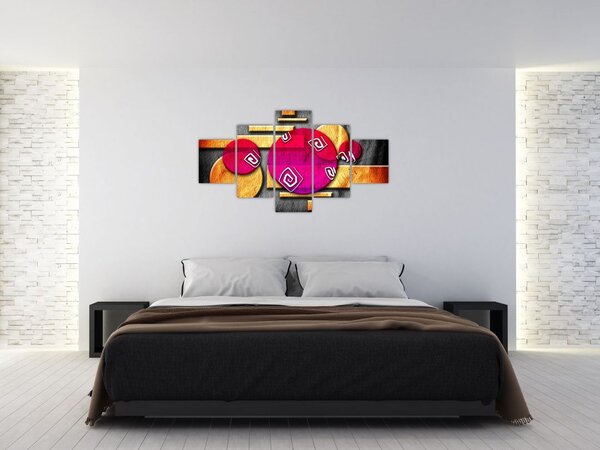 Abstraktní obraz s historickými symboly (125x70 cm)