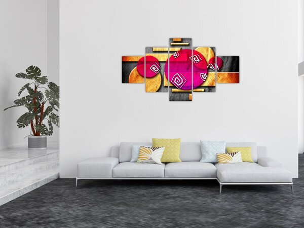 Abstraktní obraz s historickými symboly (125x70 cm)