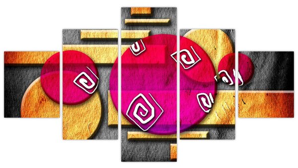 Abstraktní obraz s historickými symboly (125x70 cm)