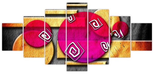 Abstraktní obraz s historickými symboly (210x100 cm)