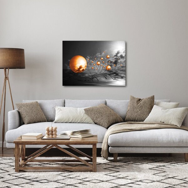 Obraz oražových abstraktních koulí (70x50 cm)