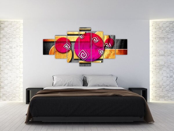 Abstraktní obraz s historickými symboly (210x100 cm)