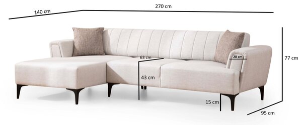 Rohová sedačka Hamletta (L) (ecru + černá). Akce -25%