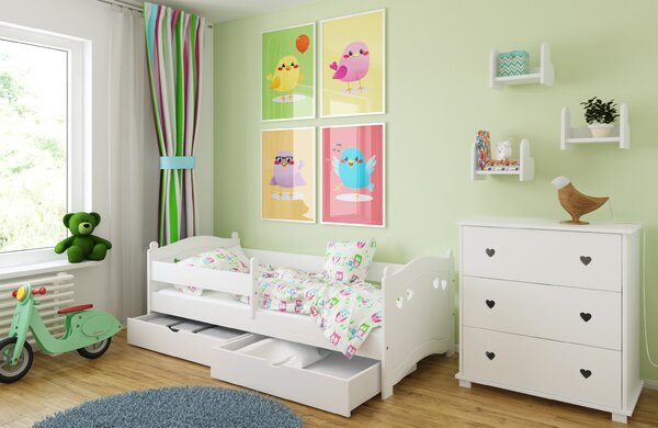 Dětská postel Laura Velikost postele: 160x80, Barevné provedení: Bílá, Provedení postele: Dva menší šuplíky