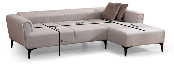 Rohová sedačka Hamletta (P) (ecru + černá). Akce -25%