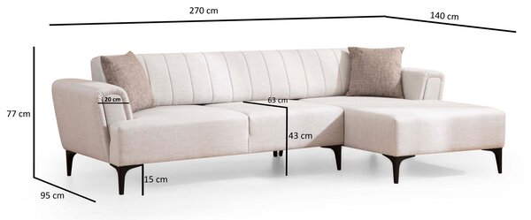 Rohová sedačka Hamletta (P) (ecru + černá). Akce -25%