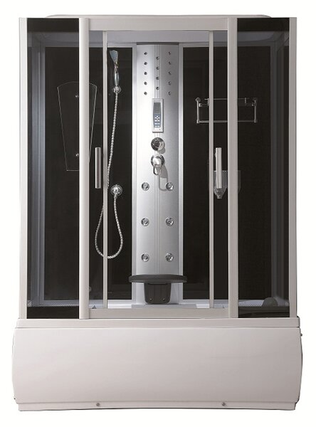 D‘Eluxe hydromasážní Sprchový Box IR65Z1585 150x85x225cm, posuvné dveře, grafitové sklo, 4mm