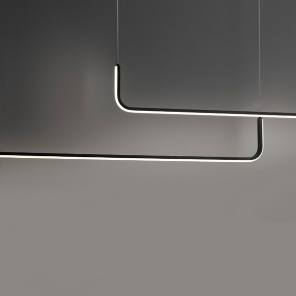 Černé kovové závěsné LED světlo Nova Luce Strita 150 cm