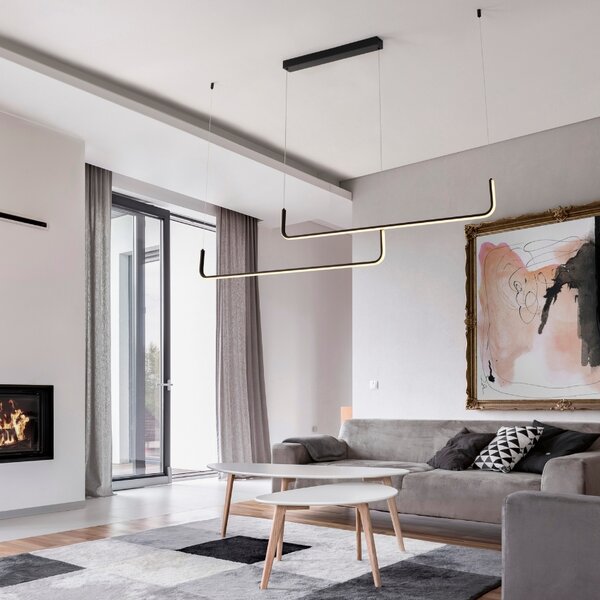 Černé kovové závěsné LED světlo Nova Luce Strita 150 cm