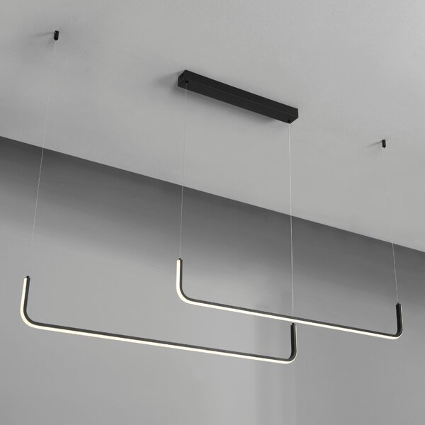 Černé kovové závěsné LED světlo Nova Luce Strita 150 cm