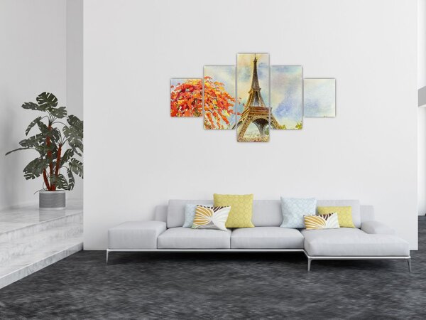 Malovaný obraz Eiffelovy věže (125x70 cm)