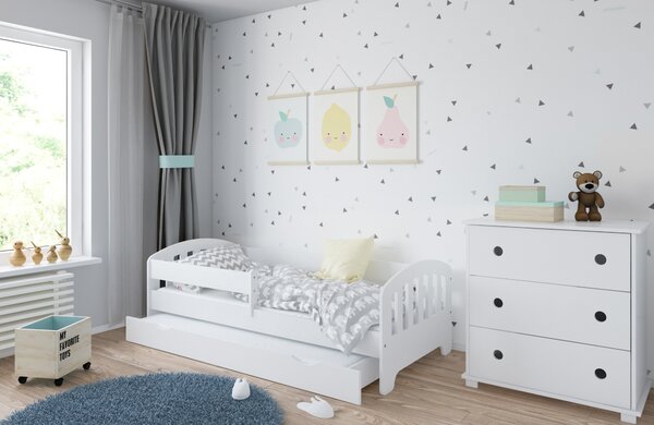 Dětská postel Klasik Velikost postele: 140x80, Barevné provedení: Bílá, Provedení postele: S šuplíkem