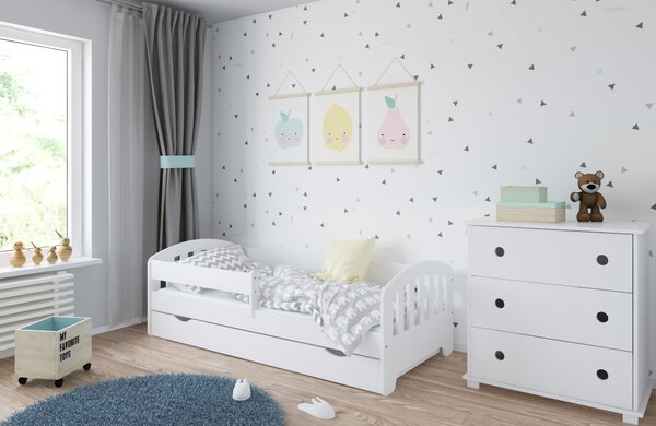 Dětská postel Klasik Velikost postele: 140x80, Barevné provedení: Bílá, Provedení postele: S šuplíkem