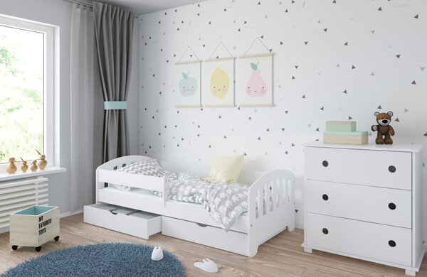 Dětská postel Klasik Velikost postele: 140x80, Barevné provedení: Bílá, Provedení postele: S šuplíkem