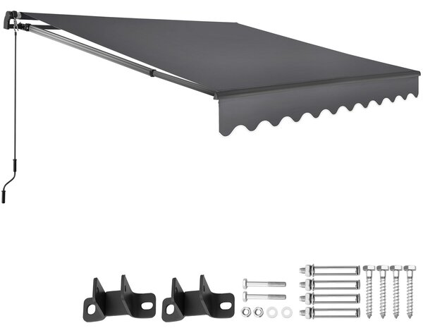 Tectake Výsuvná markýza Ornella s držákem na zeď - 250 x 200 cm,tmavě šedá