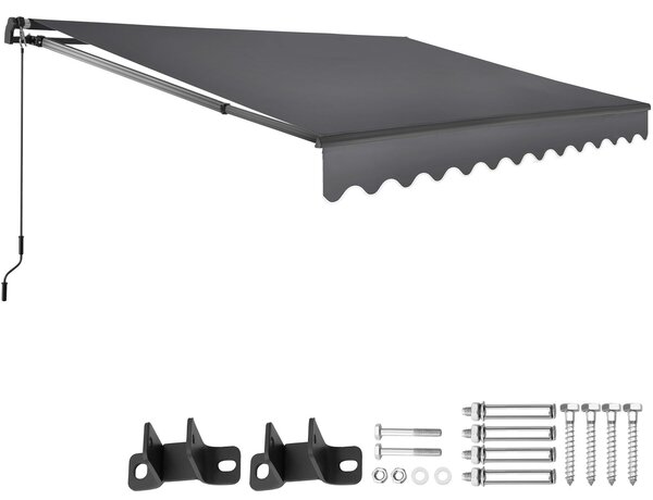 Tectake Výsuvná markýza Ornella s držákem na zeď - 300 x 250 cm,tmavě šedá