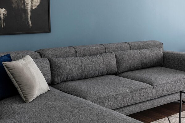 Rohová sedačka Jivagona (L) (šedá + černá). Akce -25%
