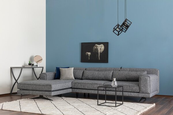Rohová sedačka Jivagona (L) (šedá + černá). Akce -25%