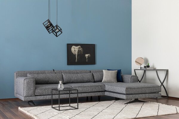 Rohová sedačka Jivagona (P) (šedá + černá). Akce -25%