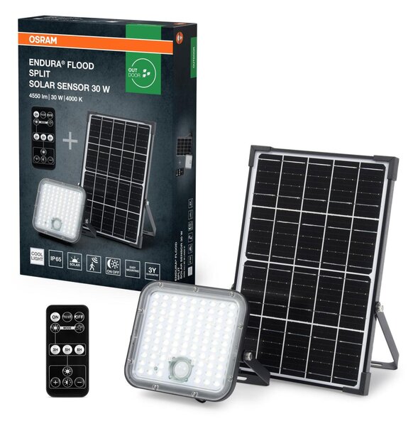 LEDVANCE solární LED reflektor Endura Flood Split Sensor 30 W 4000 K PIR dálkové ovládání