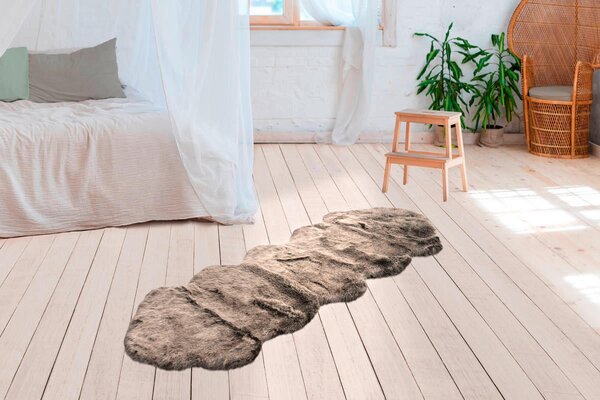 KOŽEŠINOVÝ KOBEREC, 60/180 cm, hnědá, olivově zelená - Online Only koberce & rohožky, Online Only