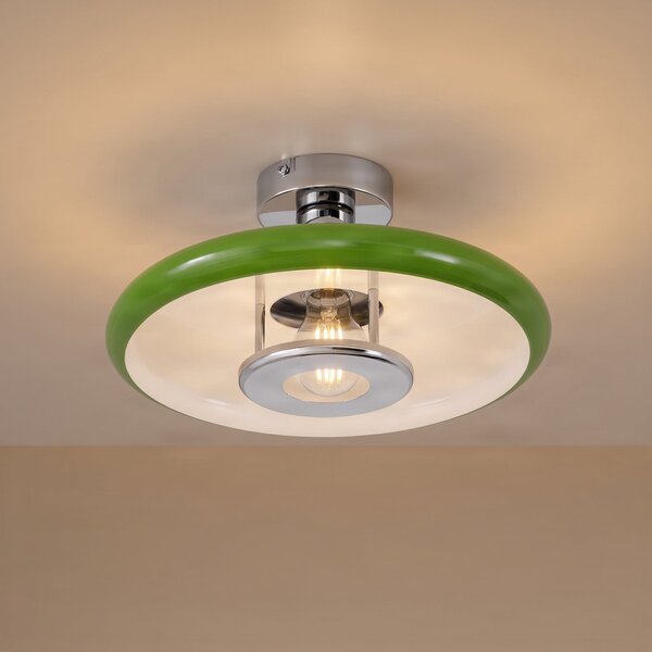 Stropní lampa Lindby, Branford, stmívatelné, Zelená, Obývací pokoj, Kov, Vintage