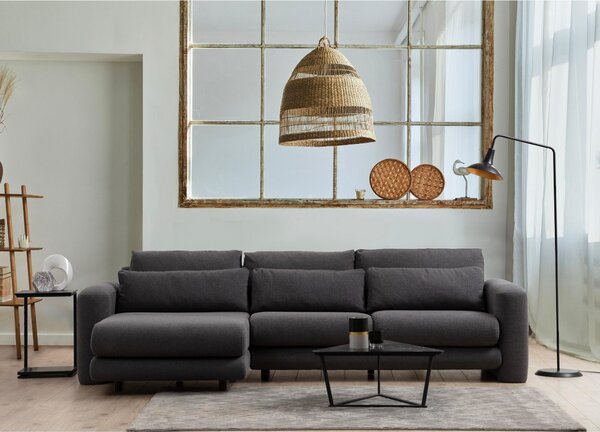 Rohová sedačka Lelysena (L) (šedá + černá). Akce -25%
