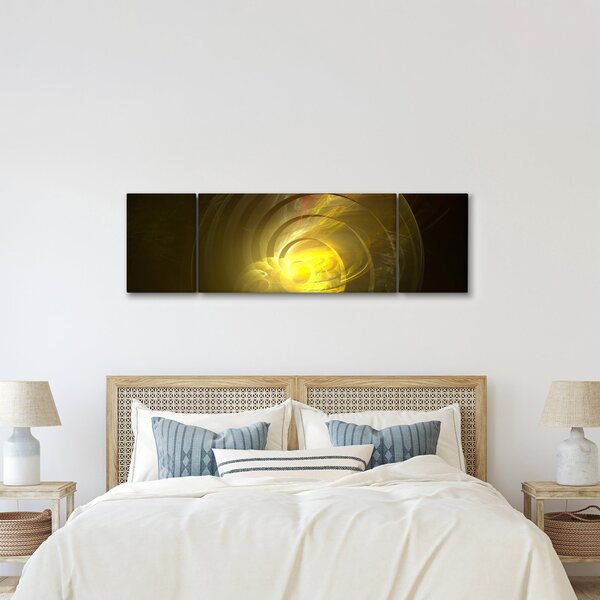 Obraz žluté abstraktní spirály (170x50 cm)