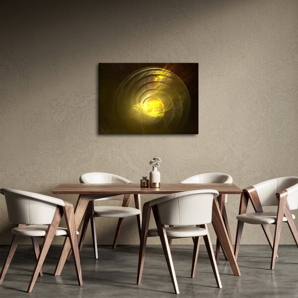 Obraz žluté abstraktní spirály (70x50 cm)