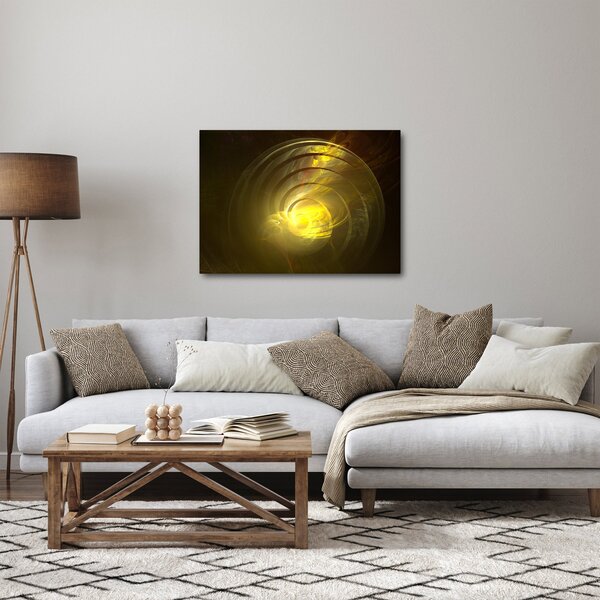 Obraz žluté abstraktní spirály (70x50 cm)