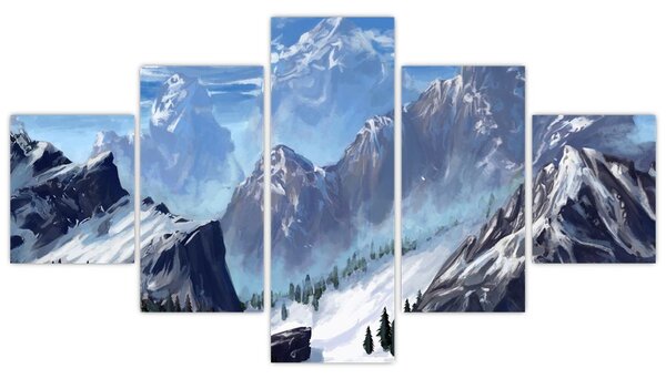 Obraz - Malované hory (125x70 cm)