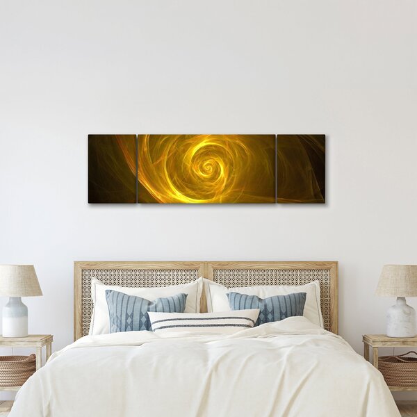 Obraz abstraktní žluté spirály (170x50 cm)