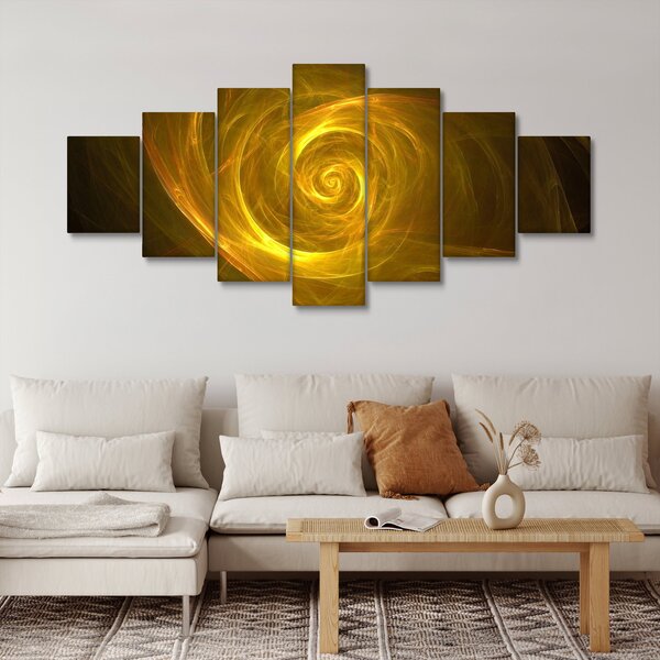 Obraz abstraktní žluté spirály (210x100 cm)