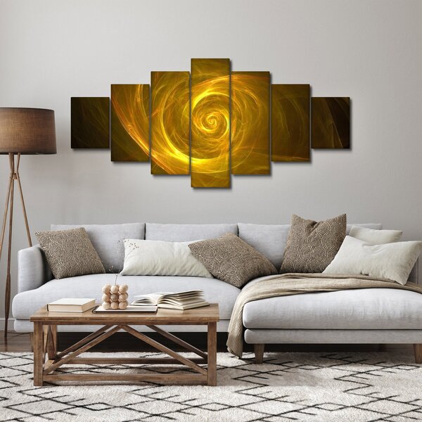 Obraz abstraktní žluté spirály (210x100 cm)