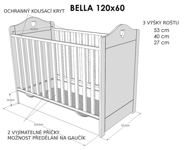 Dětská sestava Bella včetně postýlky ( 3 el. )