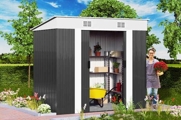 Zahradní domek 5 m² - černý - 257 cm x 205 cm x 177,5 cm