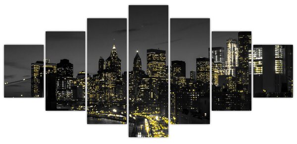 Obraz noční metropole (210x100 cm)