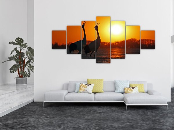 Obraz ptáků při západu slunce (210x100 cm)