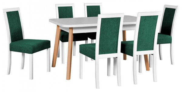 Rozkládací stůl se 6 židlemi - AL49, Potah: 10 - Inari 91, Barvy nožiček: buk přírodní Mirjan24 5902928105629