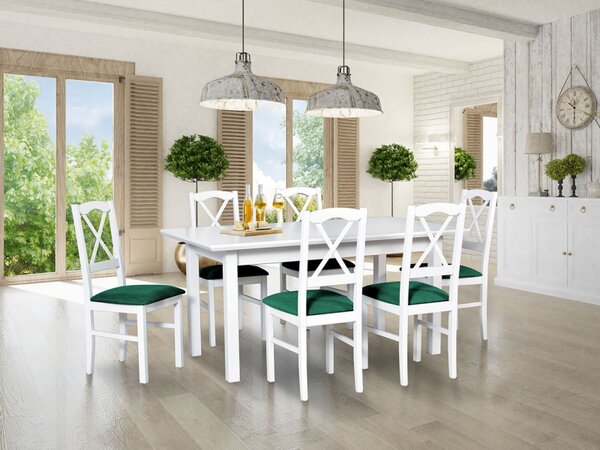 Rozkládací stůl se 6 židlemi - AL67, Barva dřeva: bílá-L, Potah: 23x - Kronos 19 Mirjan24 5902928095128