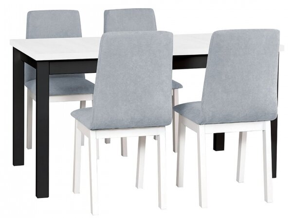 Rozkládací stůl se 4 židlemi - AL05, Barva dřeva: bílá-L, Potah: 11 - Inari 96, Barvy nožiček: černá, Barvy nožiček: Bíla Mirjan24 5902928097597