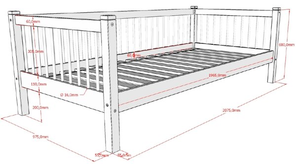 Vipack Dřevěná postel Forrest 90 x 200 cm
