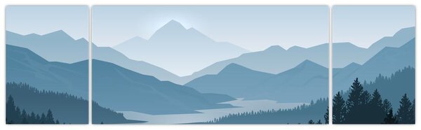Obraz - Hory pohledem grafika (170x50 cm)