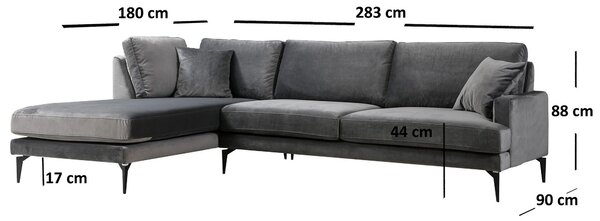 Rohová sedačka Papirolla (L) (antracit + černá)