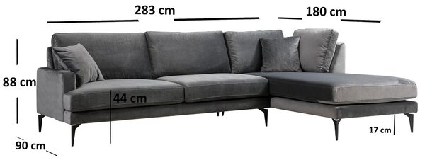 Rohová sedačka Papirolla (P) (antracit + černá)