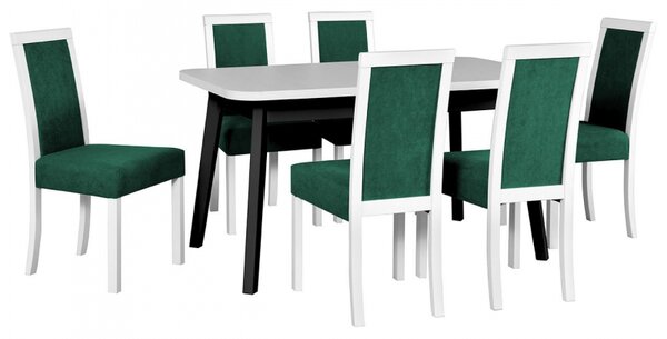 Rozkládací stůl se 6 židlemi - AL49, Potah: 23x - Kronos 19, Barvy nožiček: černá Mirjan24 5902928326895