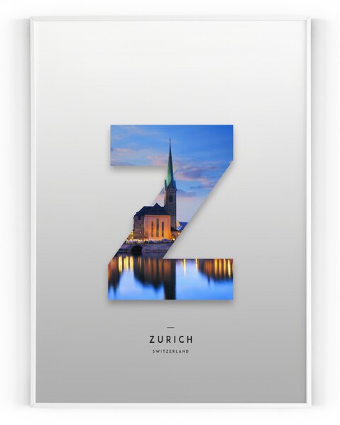 Plakát / Obraz Zurich Pololesklý saténový papír A4 - 21 x 29,7 cm