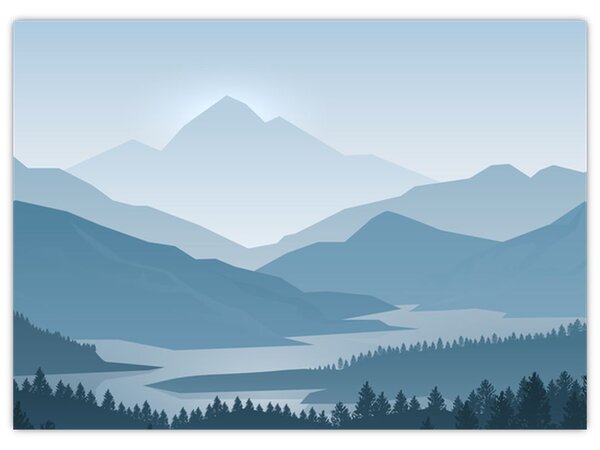 Obraz - Hory pohledem grafika (70x50 cm)
